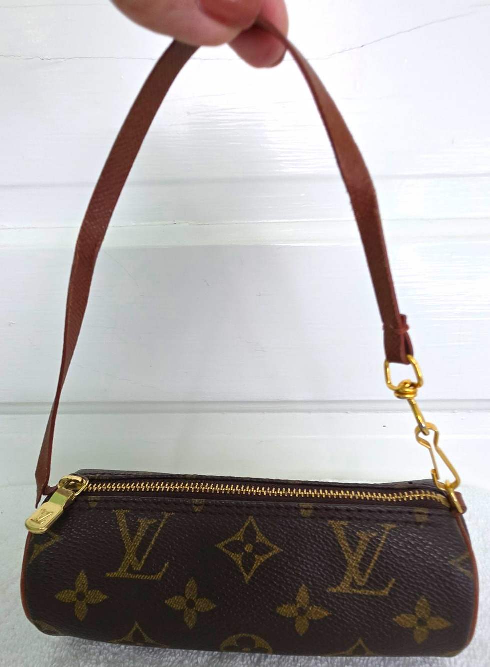 Louis Vuitton Monogram Mini Papillon Cylinder Shoulder Bag Brown Gold HW Zip